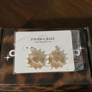 Park Lane Gold Earrings with Pink Heart